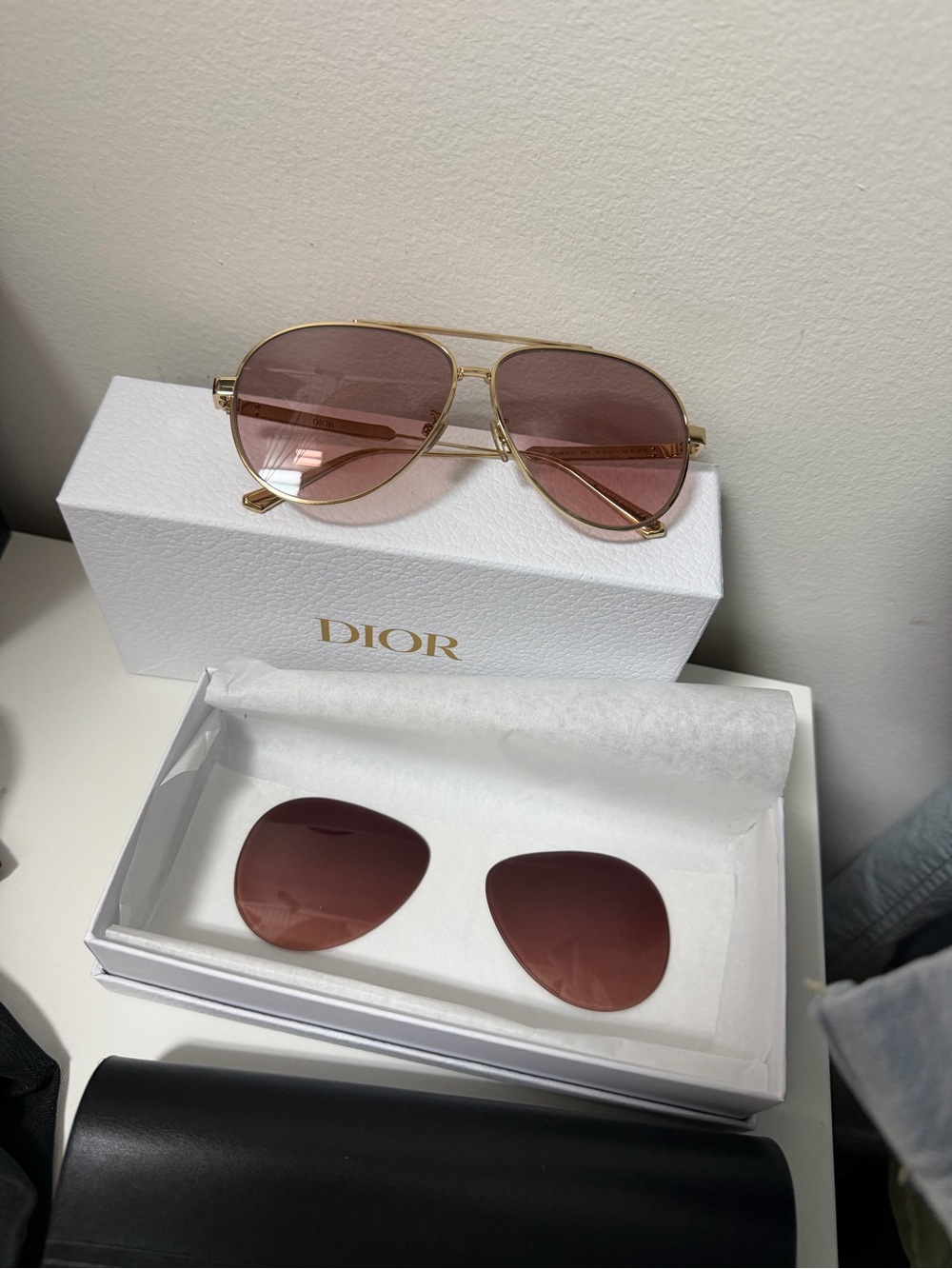 Dior Women's Sunglasses with Gold Frame and light brown Lenses